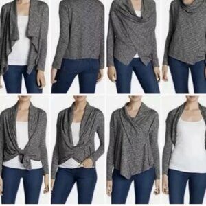 EDDIE BAUER 7 Days 7 Ways Convertible Cardigan Sweater Top S Heather Gray Women